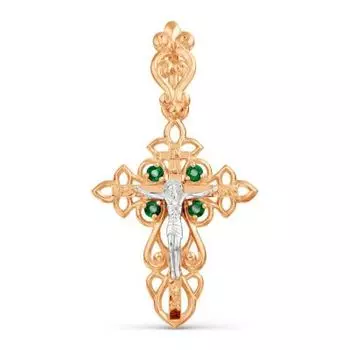 Крестик с изумрудами Линии Любви