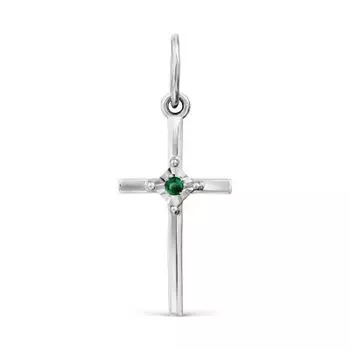 Крестик с изумрудом Линии Любви