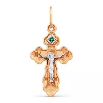 Крестик с изумрудом Линии Любви