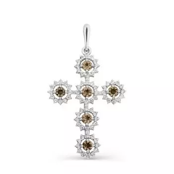 Крестик с раухтопазами и фианитами Линии Любви