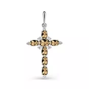 Крестик с раухтопазами и фианитами Линии Любви