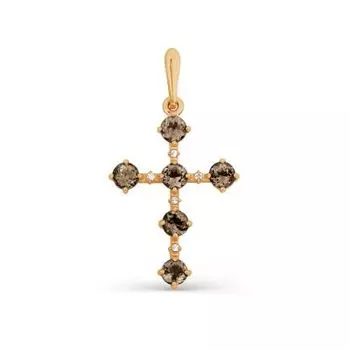 Крестик с раухтопазами и фианитами Линии Любви