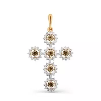 Крестик с раухтопазами и фианитами Линии Любви