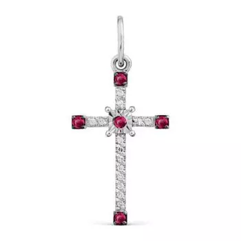 Крестик с рубинами и бриллиантами Линии Любви