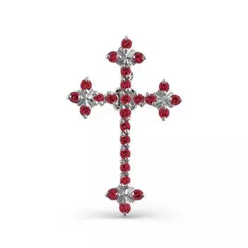 Крестик с рубинами Линии Любви