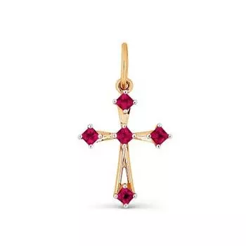 Крестик с рубинами Линии Любви