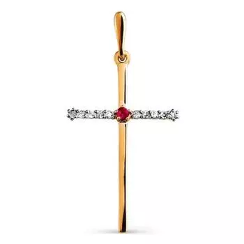 Крестик с рубином и бриллиантами Линии Любви