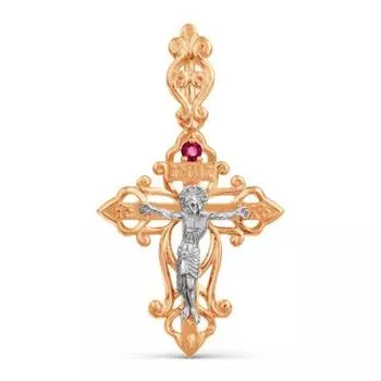 Крестик с рубином Линии Любви