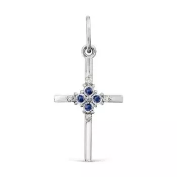 Крестик с сапфирами и бриллиантами Линии Любви