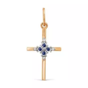 Крестик с сапфирами и бриллиантами Линии Любви
