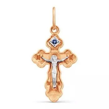 Крестик с сапфиром Линии Любви