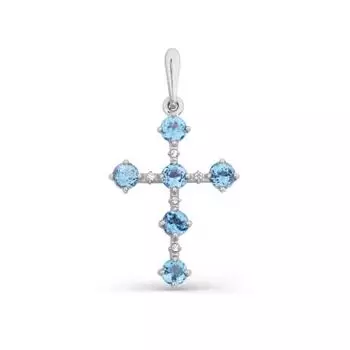 Крестик с топазами и фианитами Линии Любви