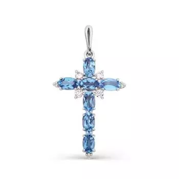 Крестик с топазами и фианитами Линии Любви