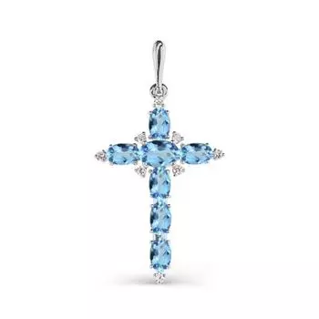 Крестик с топазами и фианитами Линии Любви