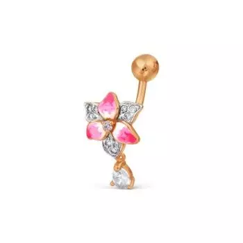 Пирсинг с эмалью и фианитами Линии Любви