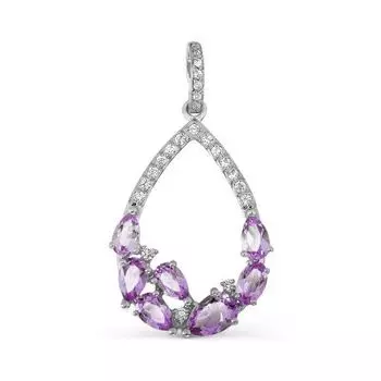 Подвеска с аметистами и фианитами Линии Любви
