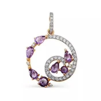 Подвеска с аметистами и фианитами Линии Любви