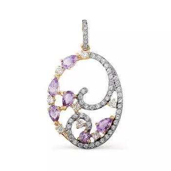 Подвеска с аметистами и фианитами Линии Любви