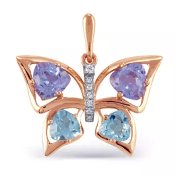 Подвеска с аметистами, топазами и фианитами Линии Любви