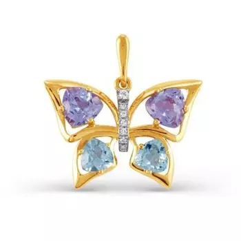 Подвеска с аметистами, топазами и фианитами Линии Любви