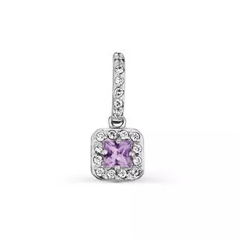 Подвеска с аметистом и фианитами Линии Любви