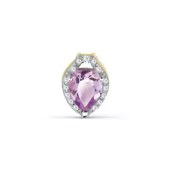 Подвеска с аметистом и фианитами Линии Любви