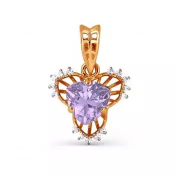 Подвеска с аметистом и фианитами Линии Любви