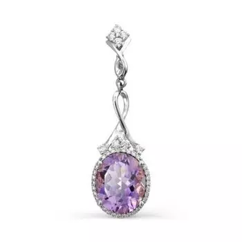 Подвеска с аметистом и фианитами Линии Любви