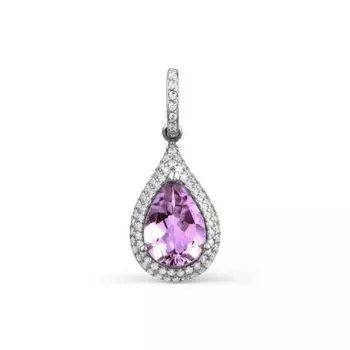 Подвеска с аметистом и фианитами Линии Любви