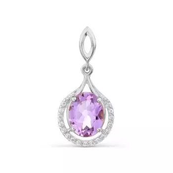 Подвеска с аметистом и фианитами Линии Любви