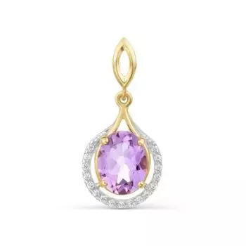 Подвеска с аметистом и фианитами Линии Любви