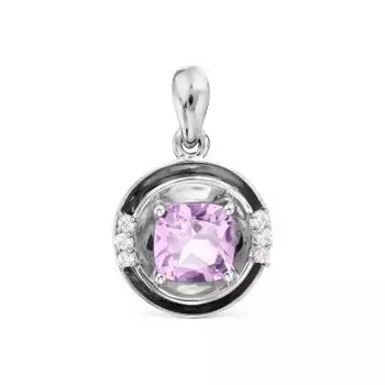 Подвеска с аметистом и фианитами Линии Любви