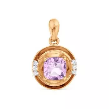 Подвеска с аметистом и фианитами Линии Любви