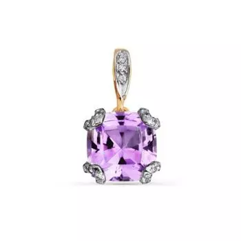Подвеска с аметистом и фианитами Линии Любви