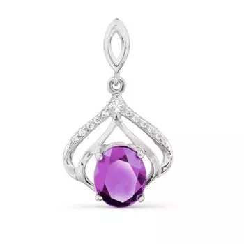 Подвеска с аметистом и фианитами Линии Любви