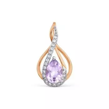 Подвеска с аметистом и фианитами Линии Любви