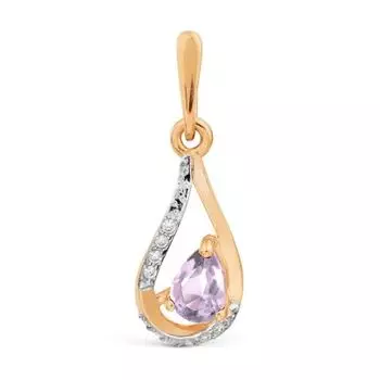 Подвеска с аметистом и фианитами Линии Любви