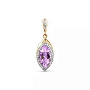 Подвеска с аметистом и фианитами Линии Любви