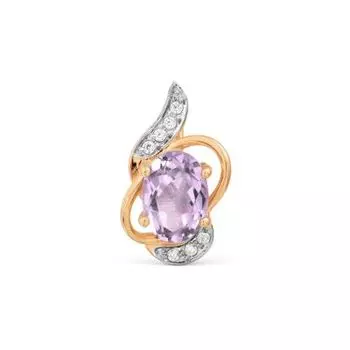 Подвеска с аметистом и фианитами Линии Любви