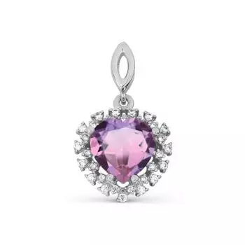 Подвеска с аметистом и фианитами Линии Любви