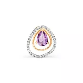 Подвеска с аметистом и фианитами Линии Любви