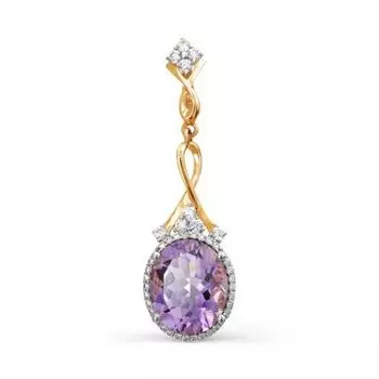 Подвеска с аметистом и фианитами Линии Любви