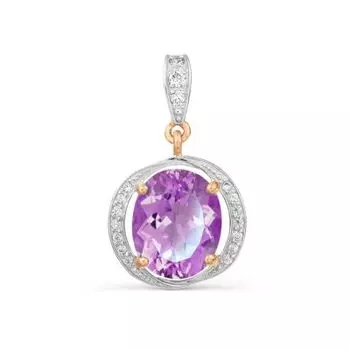 Подвеска с аметистом и фианитами Линии Любви