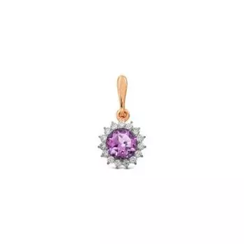 Подвеска с аметистом и фианитами Линии Любви
