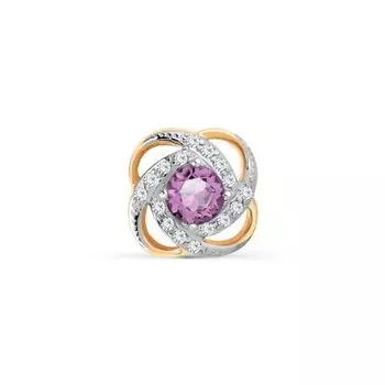 Подвеска с аметистом и фианитами Линии Любви