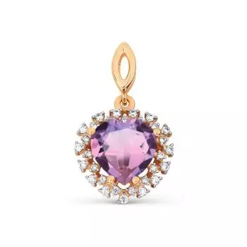 Подвеска с аметистом и фианитами Линии Любви
