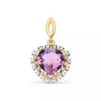Подвеска с аметистом и фианитами Линии Любви