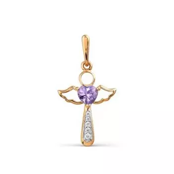 Подвеска с аметистом и фианитами Линии Любви