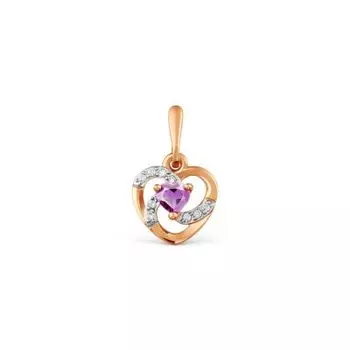 Подвеска с аметистом и фианитами Линии Любви