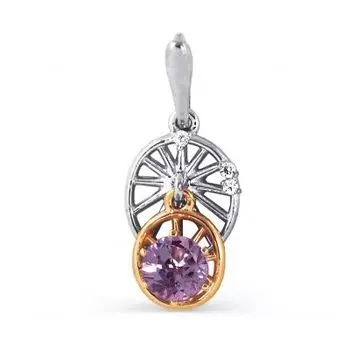 Подвеска с аметистом и фианитами Линии Любви
